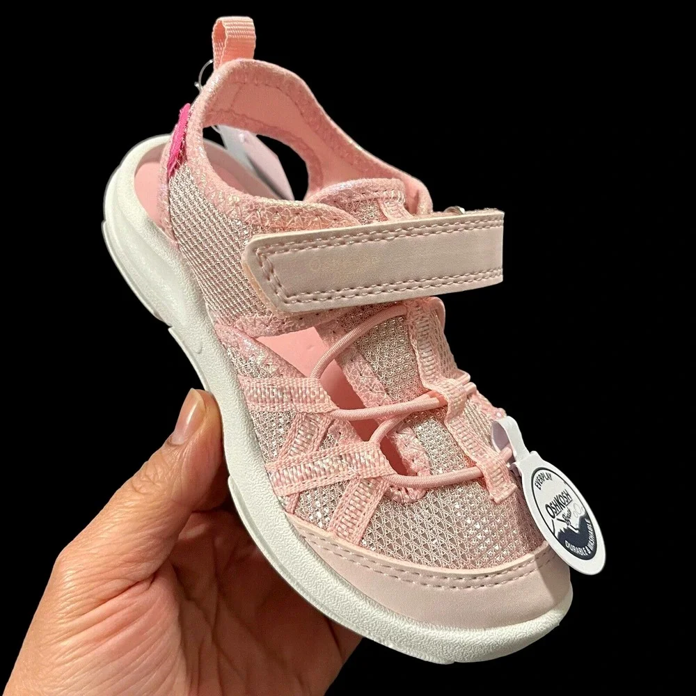 OshKosh Toddler Girls Fisherman Sandal Sz 9 Light Pink Washable Closed Toe Shoes